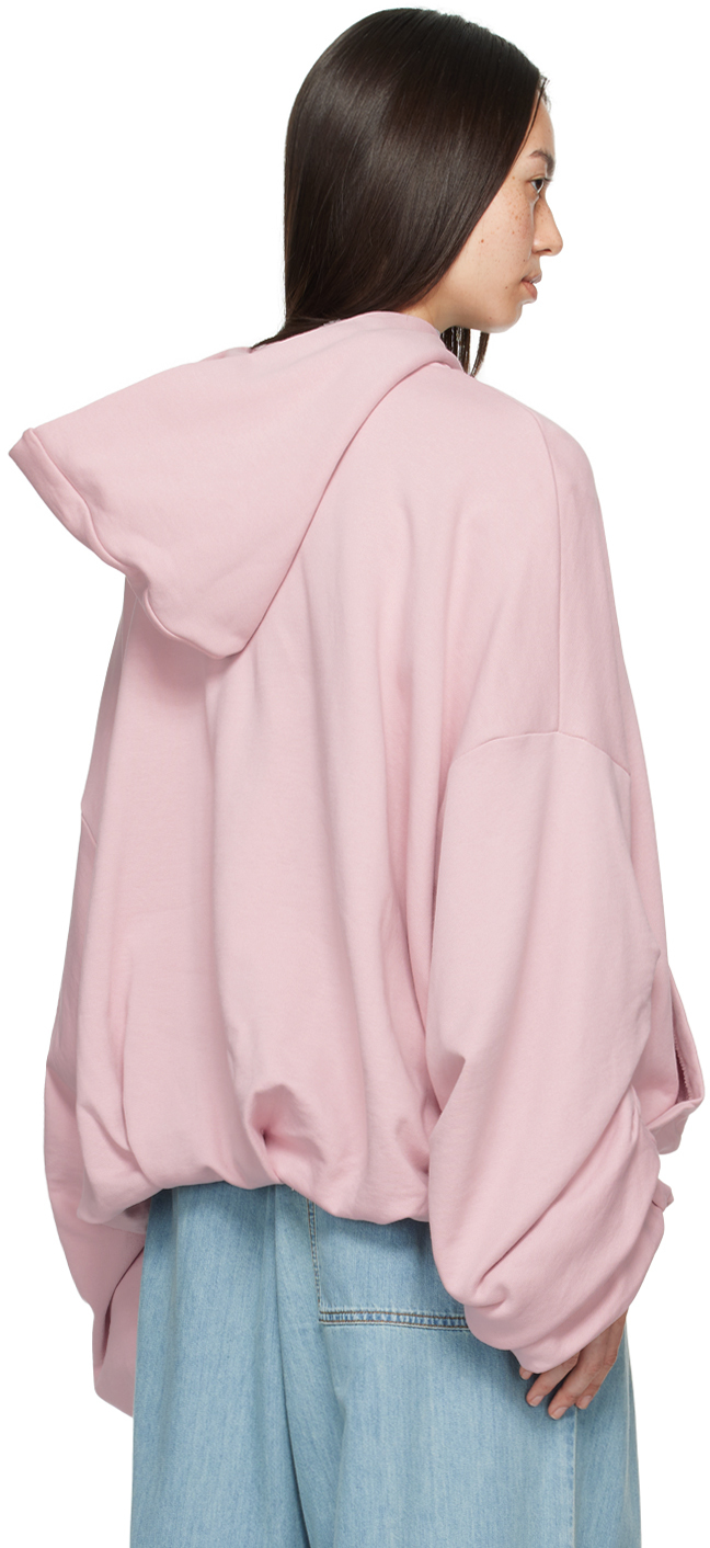 Dries Van Noten Oversized Draped Hooded Sweatshirt In 313 Lpink