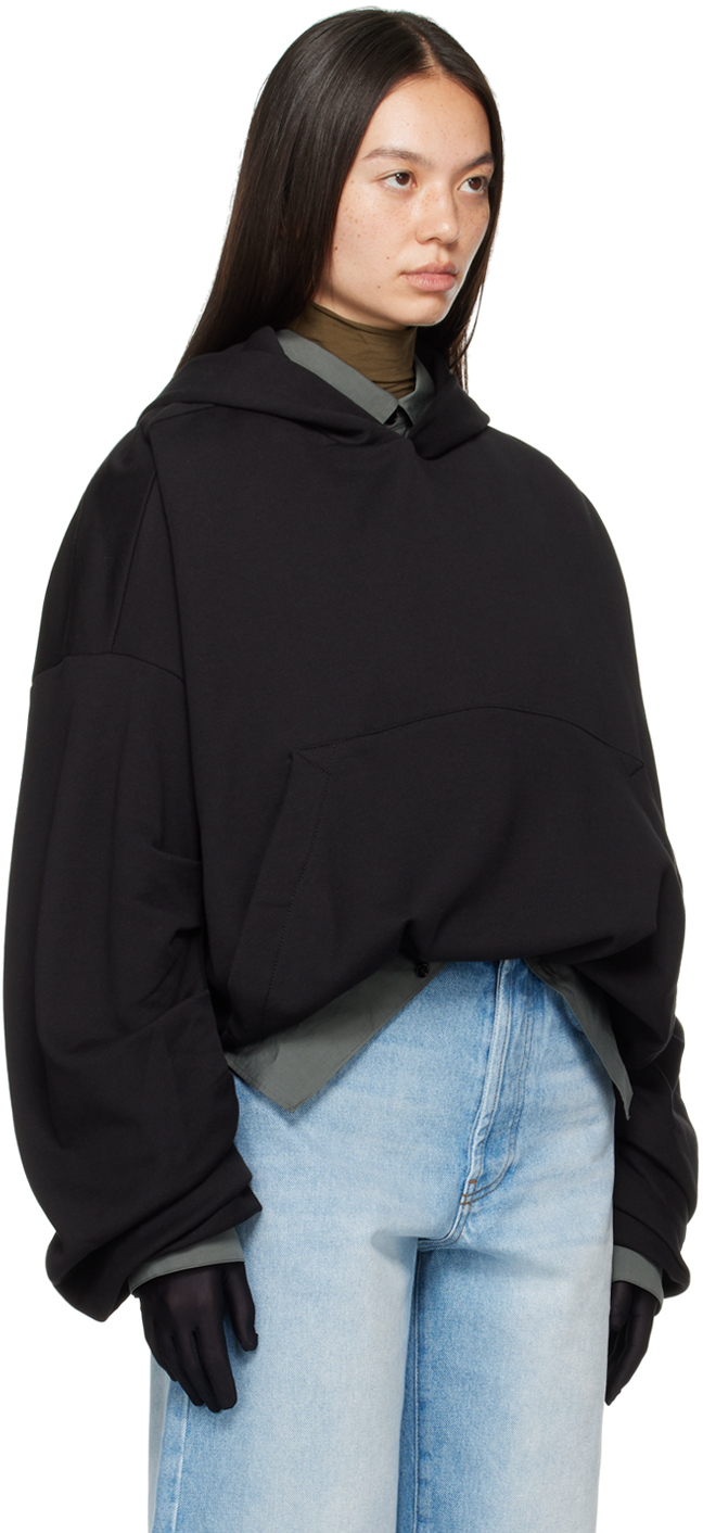 Shop Dries Van Noten Black Draped Hoodie In 900 Black