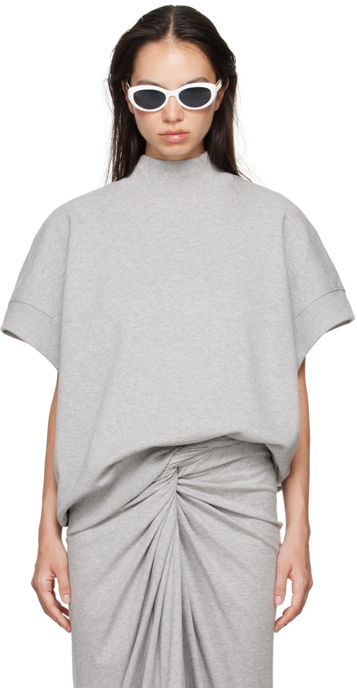 Shop Dries Van Noten Gray Short Sleeved Sweatshirt In 813 Grey Melange