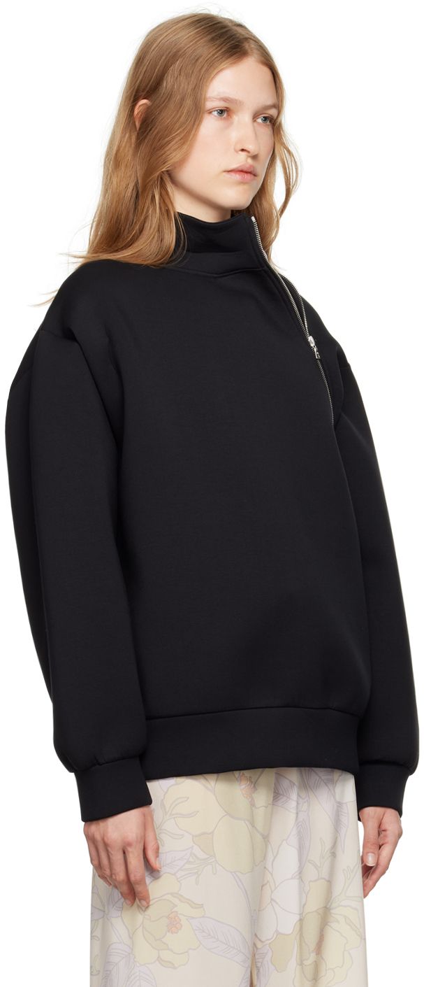 Shop Dries Van Noten Black Asymmetric Zip Sweatshirt In 900 Black