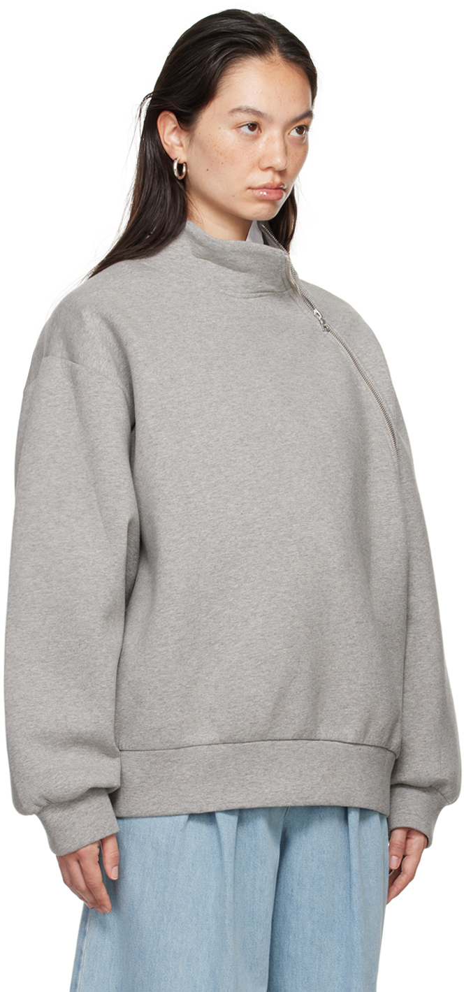 Dries Van Noten Gray Zipped Sweatshirt In 813 Grey Melange