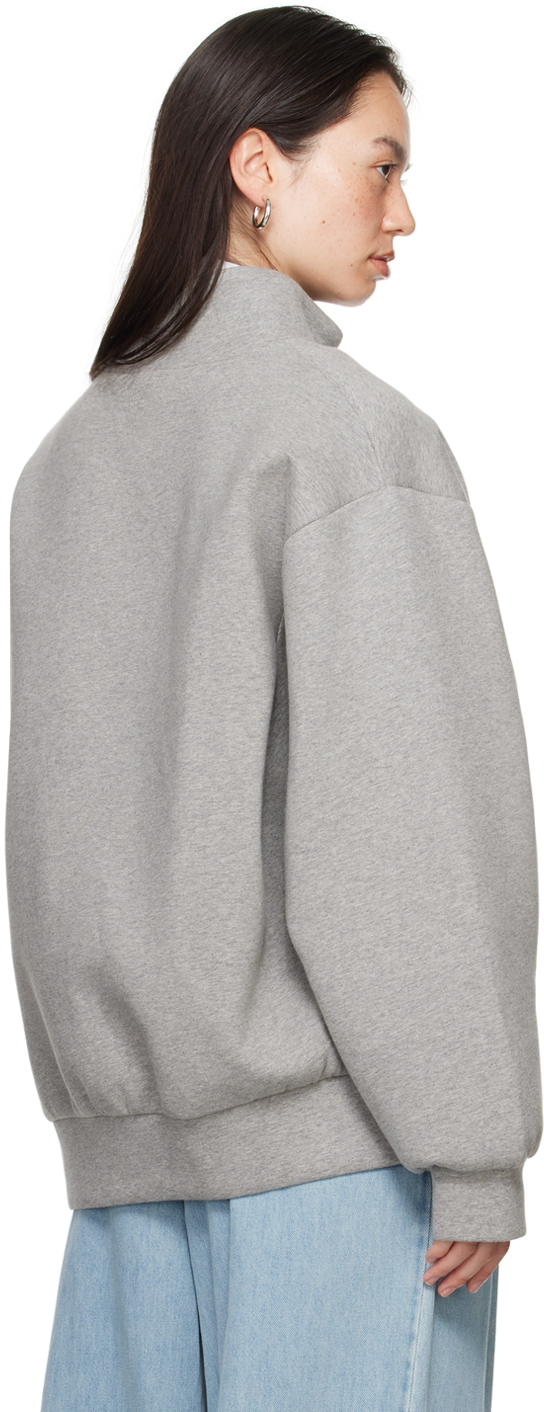 Dries Van Noten Gray Zipped Sweatshirt In 813 Grey Melange