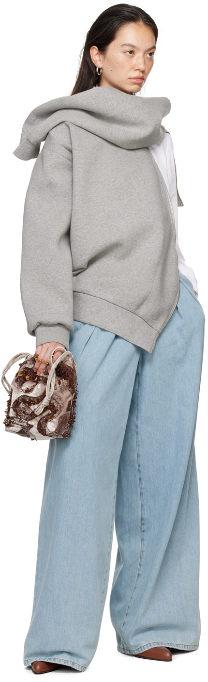 Dries Van Noten Gray Zipped Sweatshirt In 813 Grey Melange