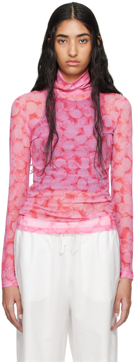 Dries Van Noten Pink Pattern Turtleneck In 305 Pink