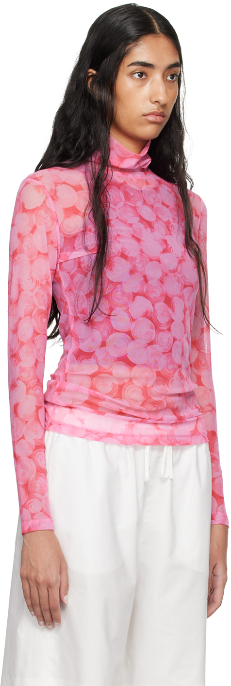 Dries Van Noten Pink Pattern Turtleneck In 305 Pink