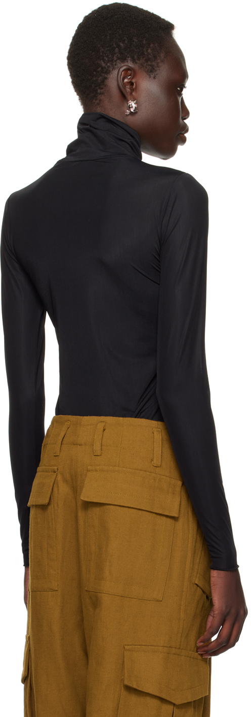 Dries Van Noten Black Sheer Turtleneck In 900 Black