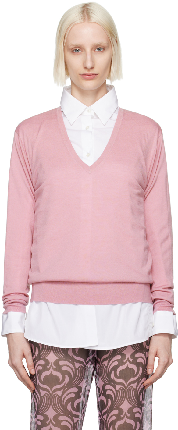 Shop Dries Van Noten Pink Merino Wool Sweater In 305 Pink