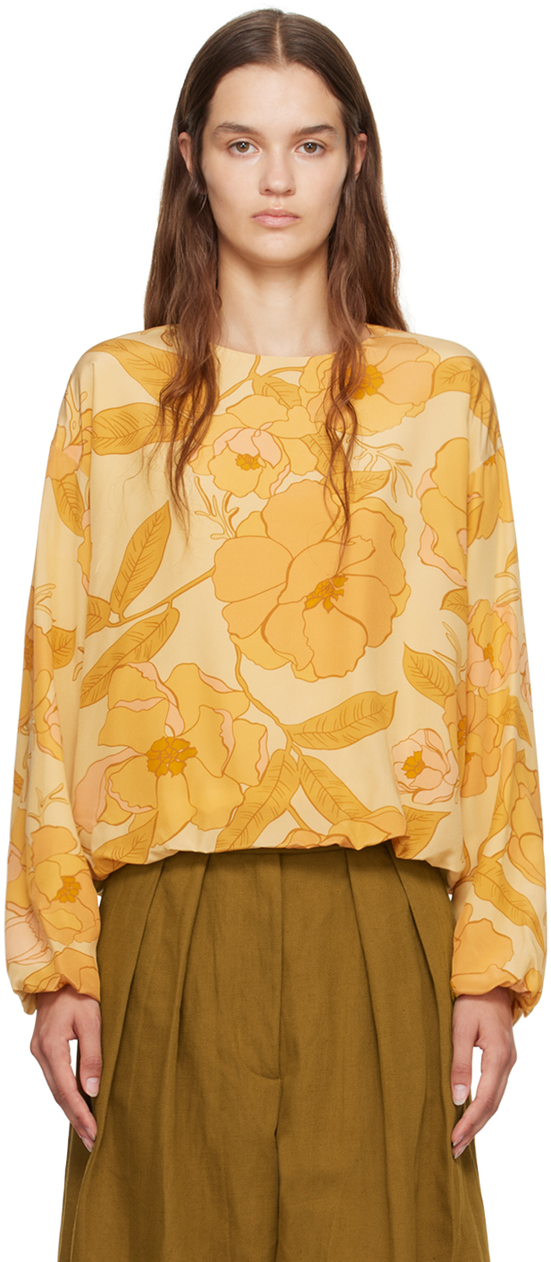 yellow silk top