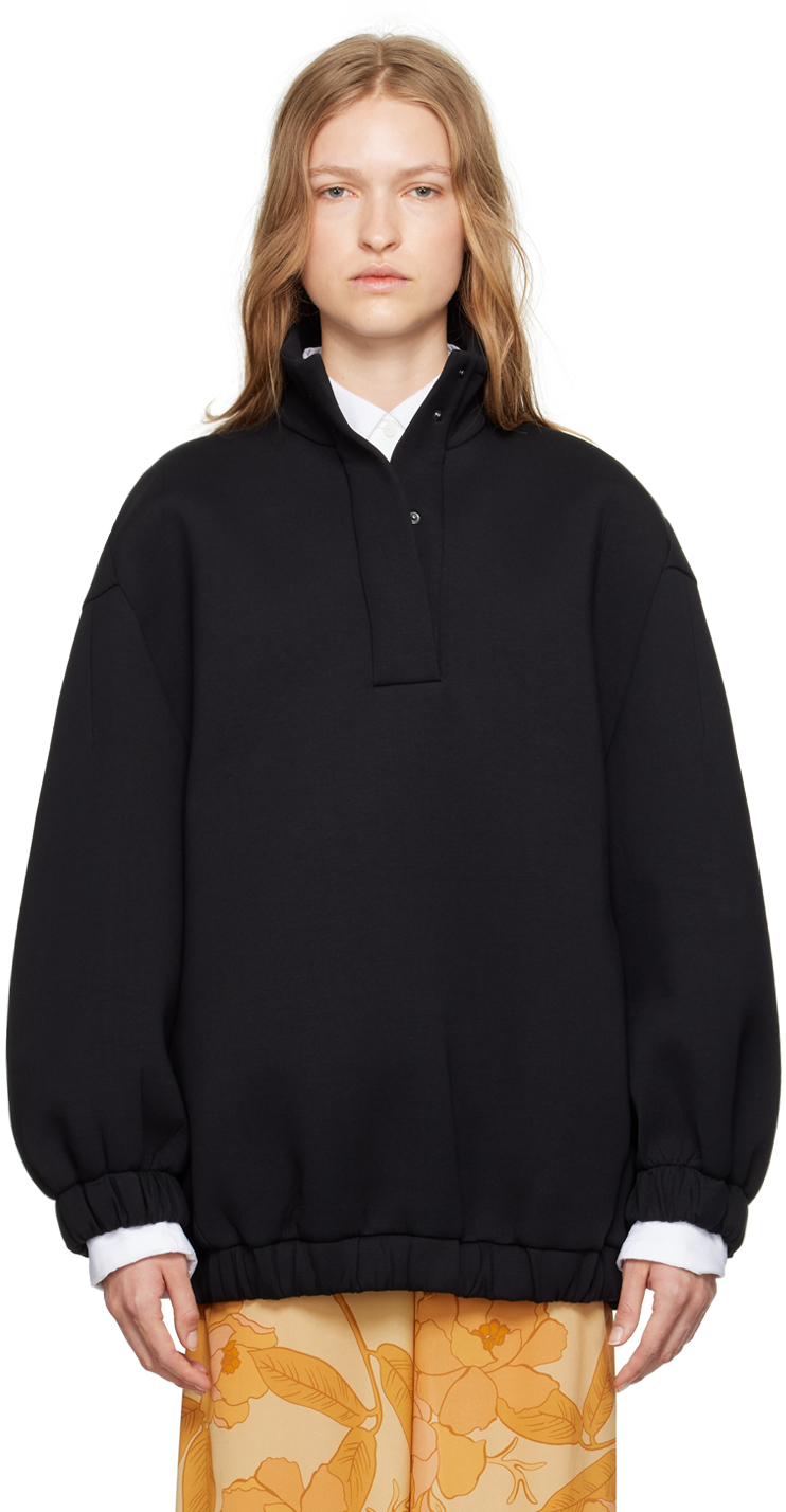 Shop Dries Van Noten Black Stand Collar Sweatshirt In 900 Black