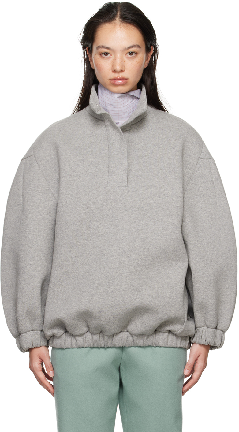 Shop Dries Van Noten Gray Half-button Sweatshirt In 813 Grey Melange