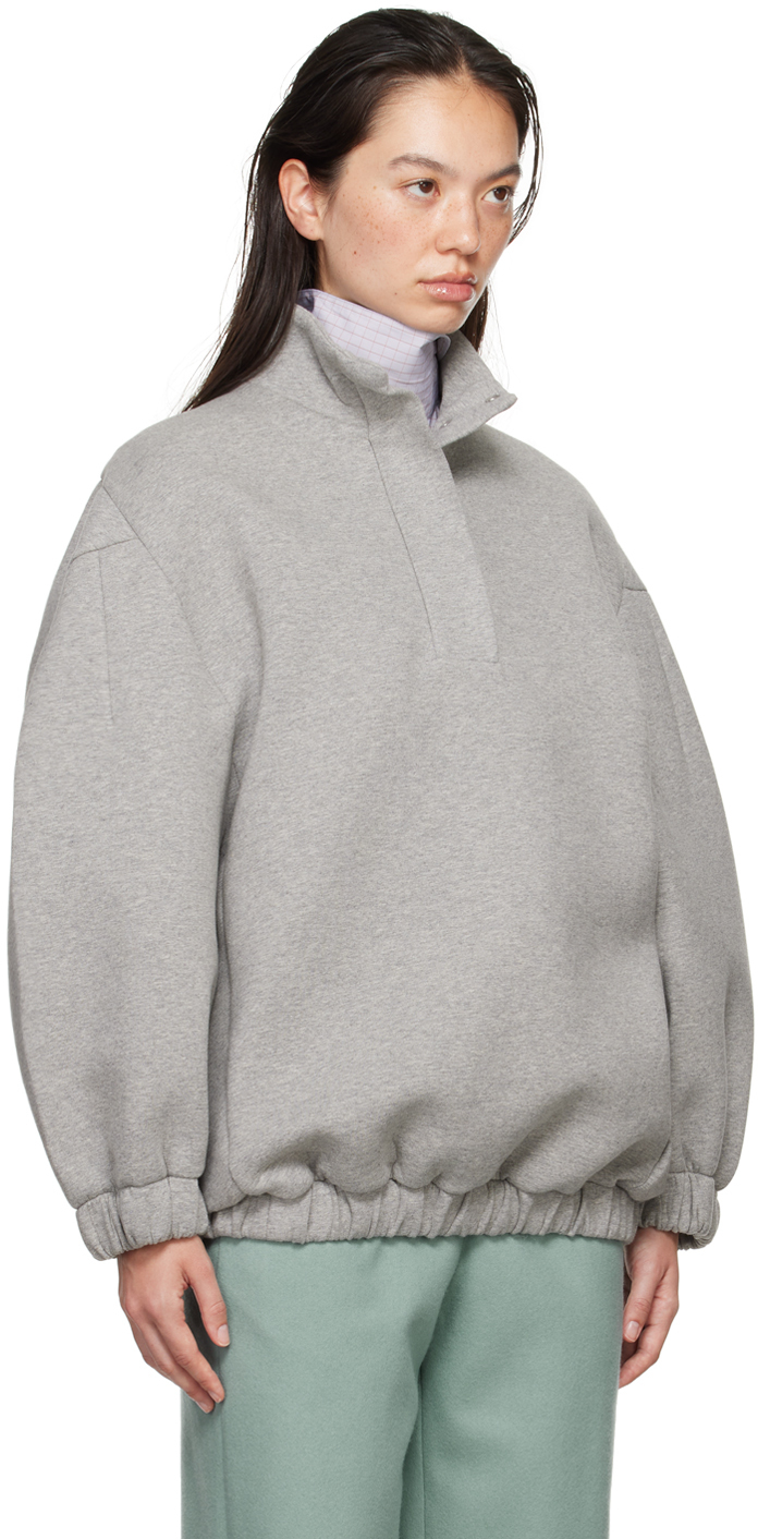 DRIES VAN NOTEN GRAY HALF-BUTTON SWEATSHIRT