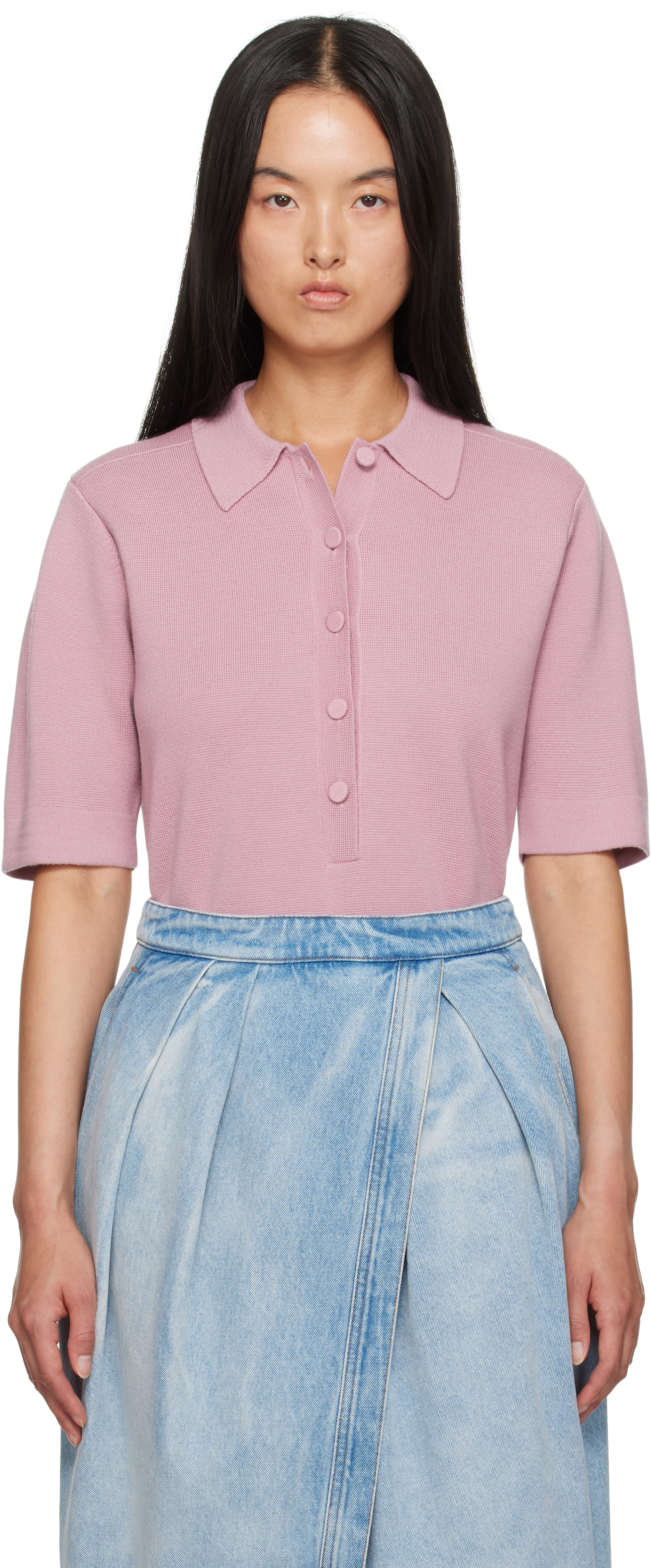 Shop Dries Van Noten Pink Merino Wool Polo In 305 Pink