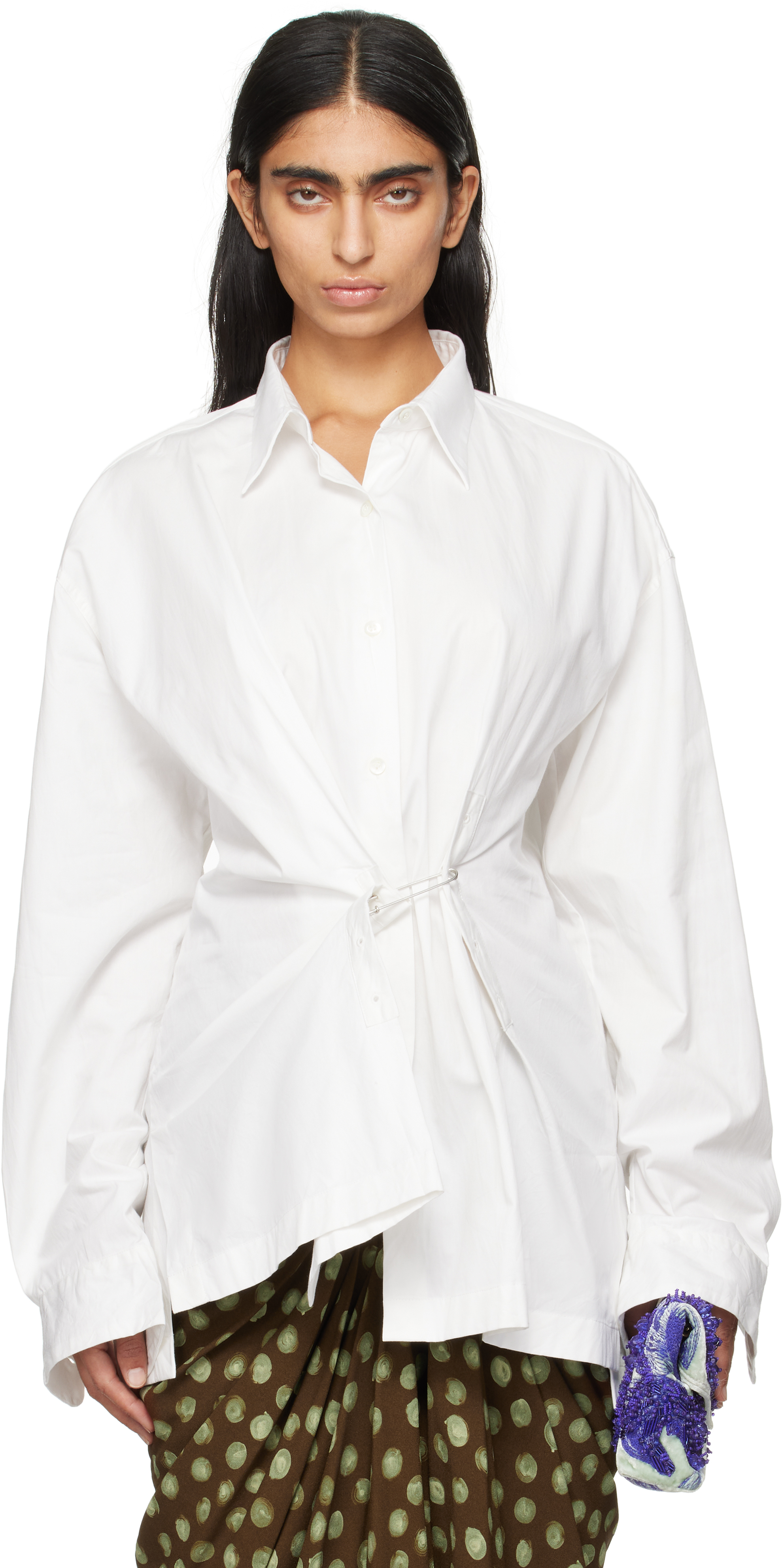 Dries Van Noten Off-white Draped Shirt In 008 Off White
