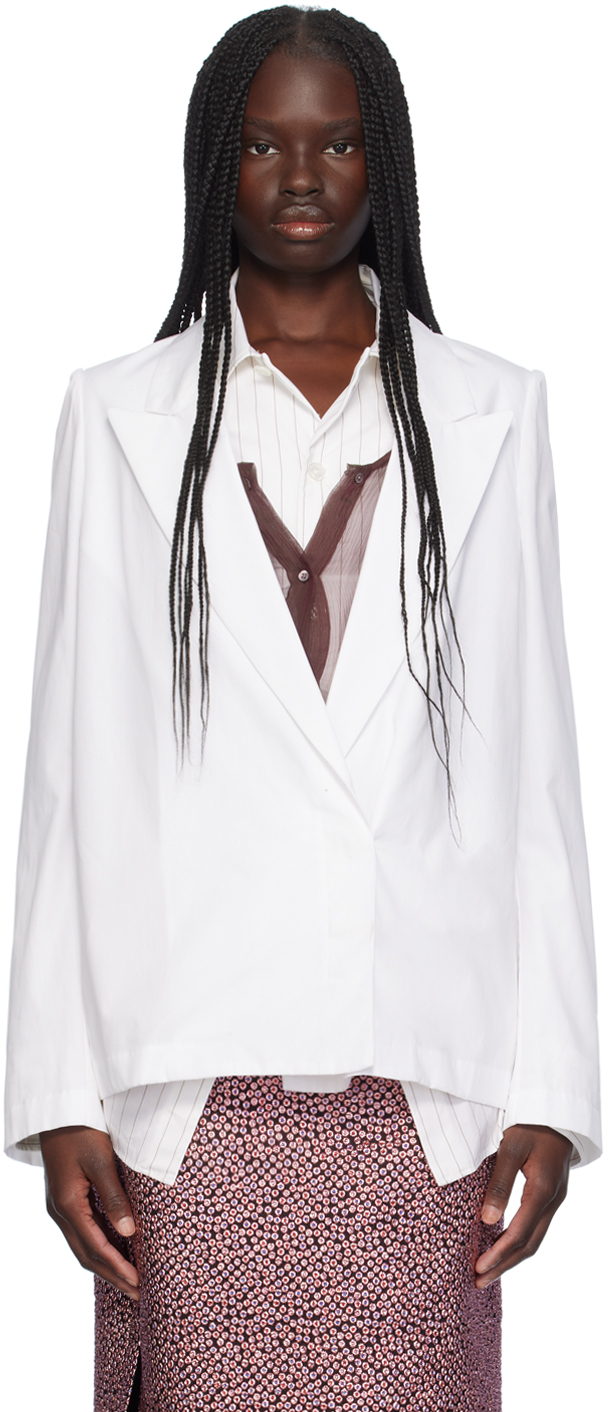 White Cotton Blazer Shirt