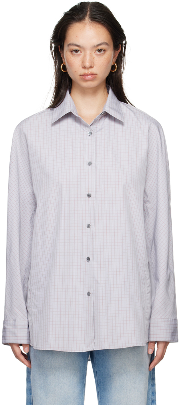 Dries Van Noten Blue Check Shirt In 514 Light Blue