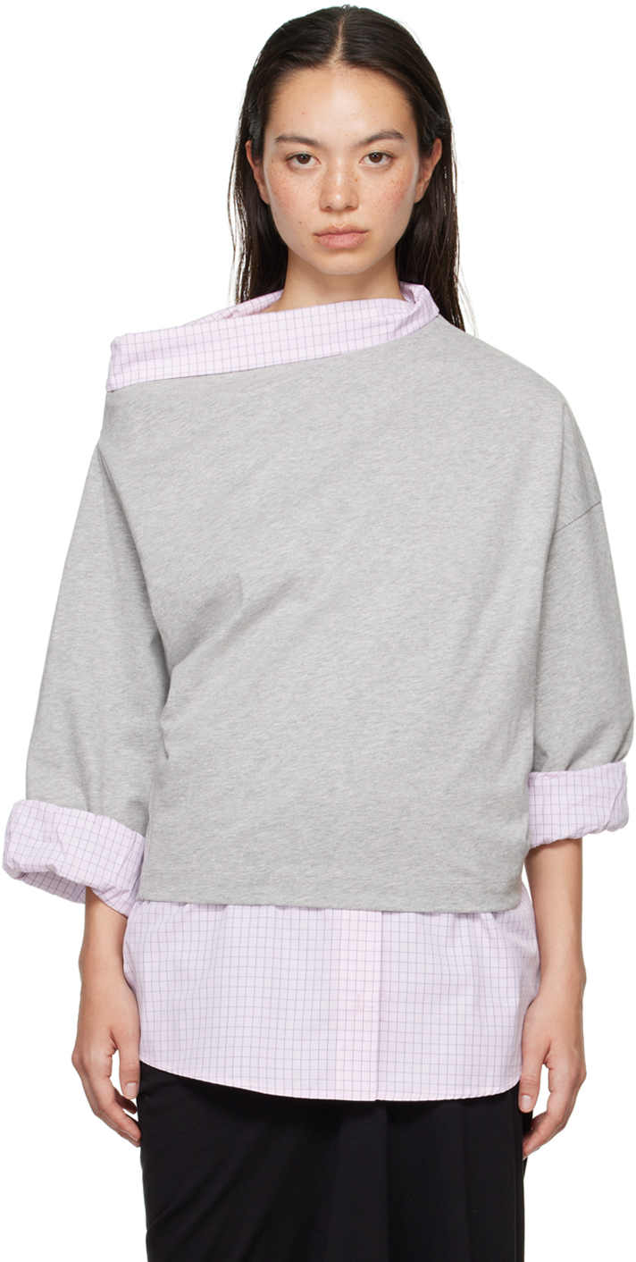 Shop Dries Van Noten Gray Layered Long Sleeve T-shirt In 813 Grey Melange