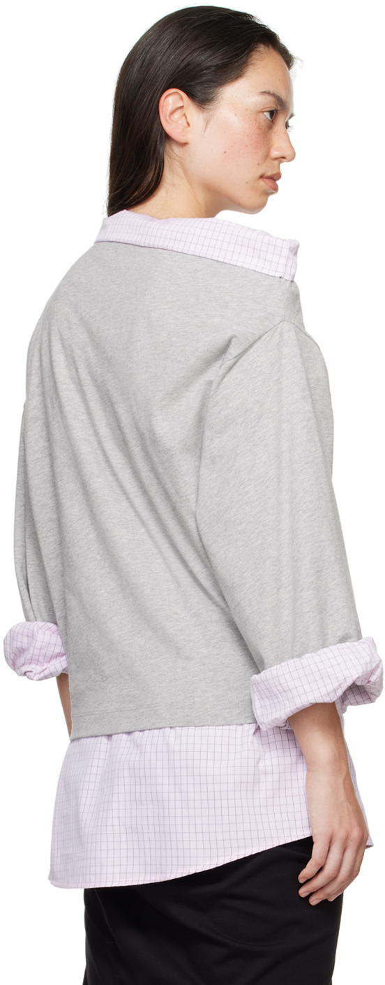 Dries Van Noten Layered Asymmetric Neck Top In 813 Grey Melange