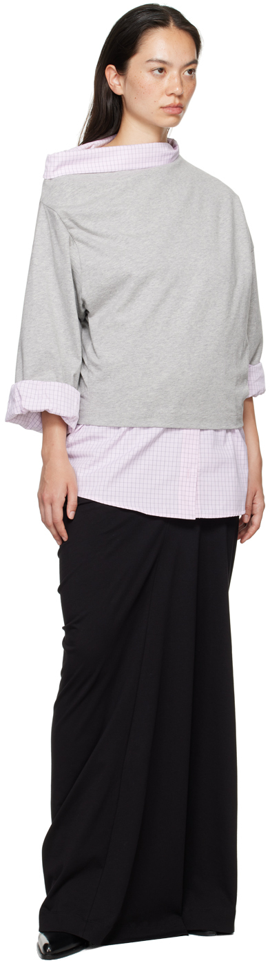 Dries Van Noten Layered Asymmetric Neck Top In 813 Grey Melange
