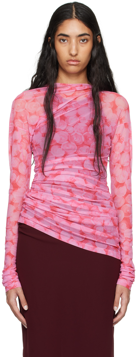 Shop Dries Van Noten Pink Pattern Top In 305 Pink