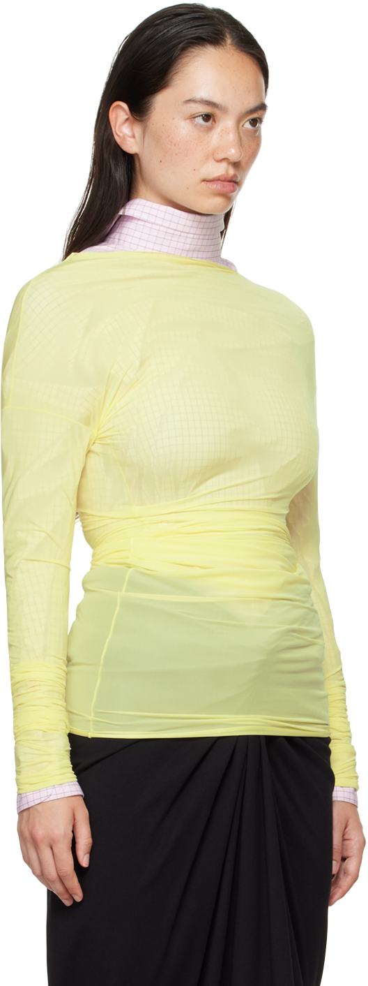 Dries Van Noten Asymmetric Layered Long Sleeve Sheer Top In