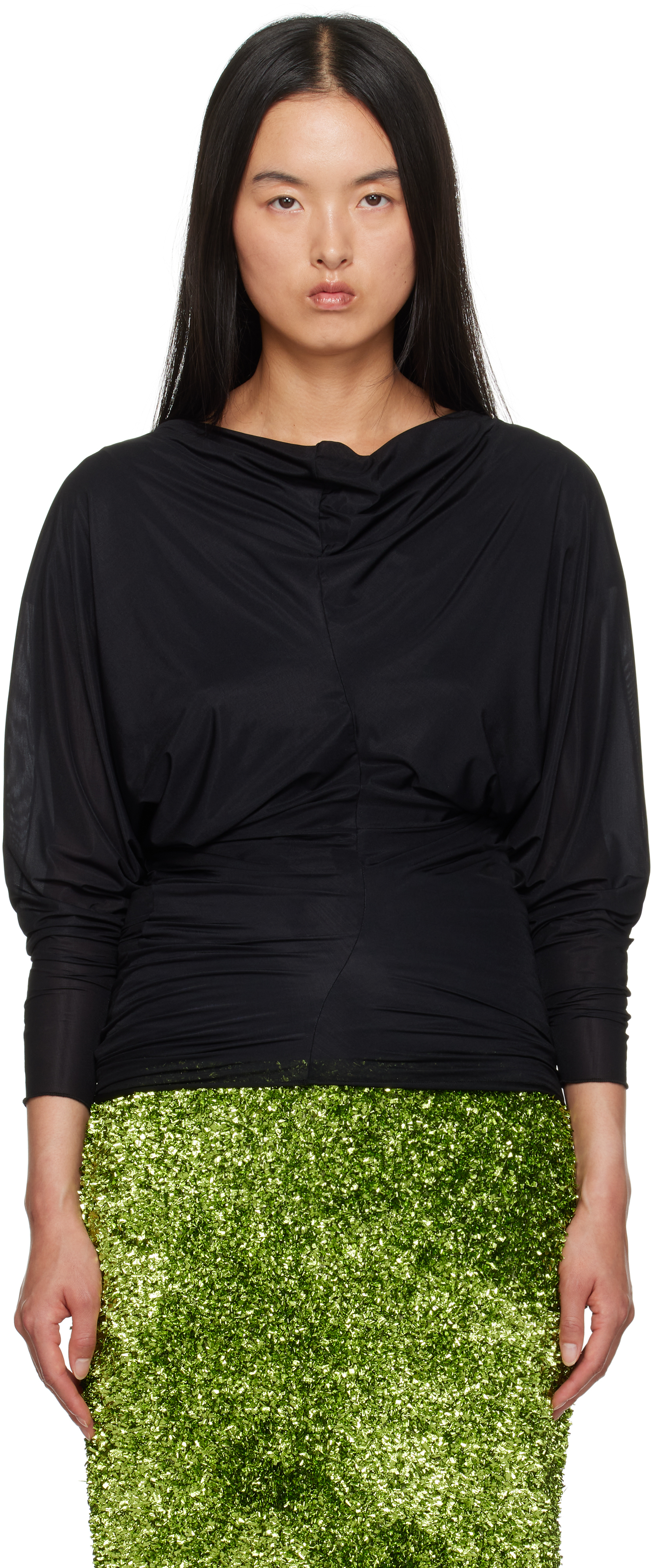 Black Draped Blouse