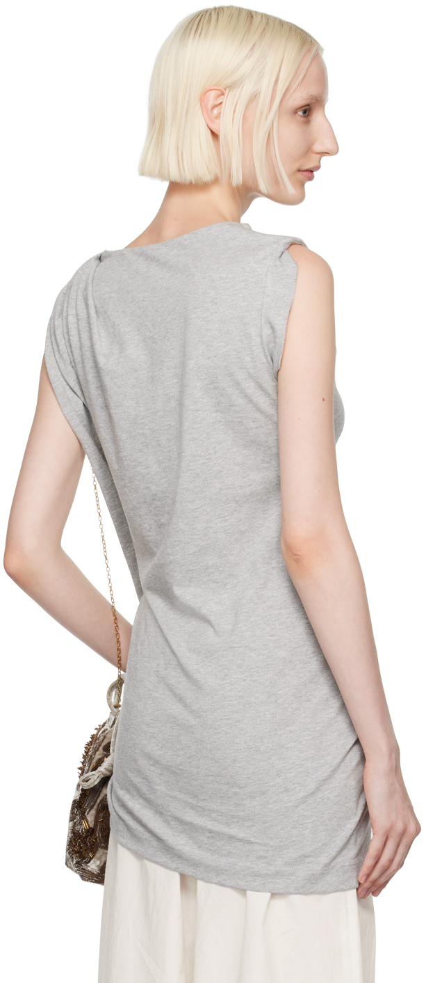 Dries Van Noten Draped Sleeveless Top In 813 Grey Melange