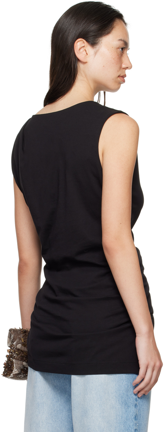 Dries Van Noten Sleeveless Asymmetrical Draped Blouse In 900 Black