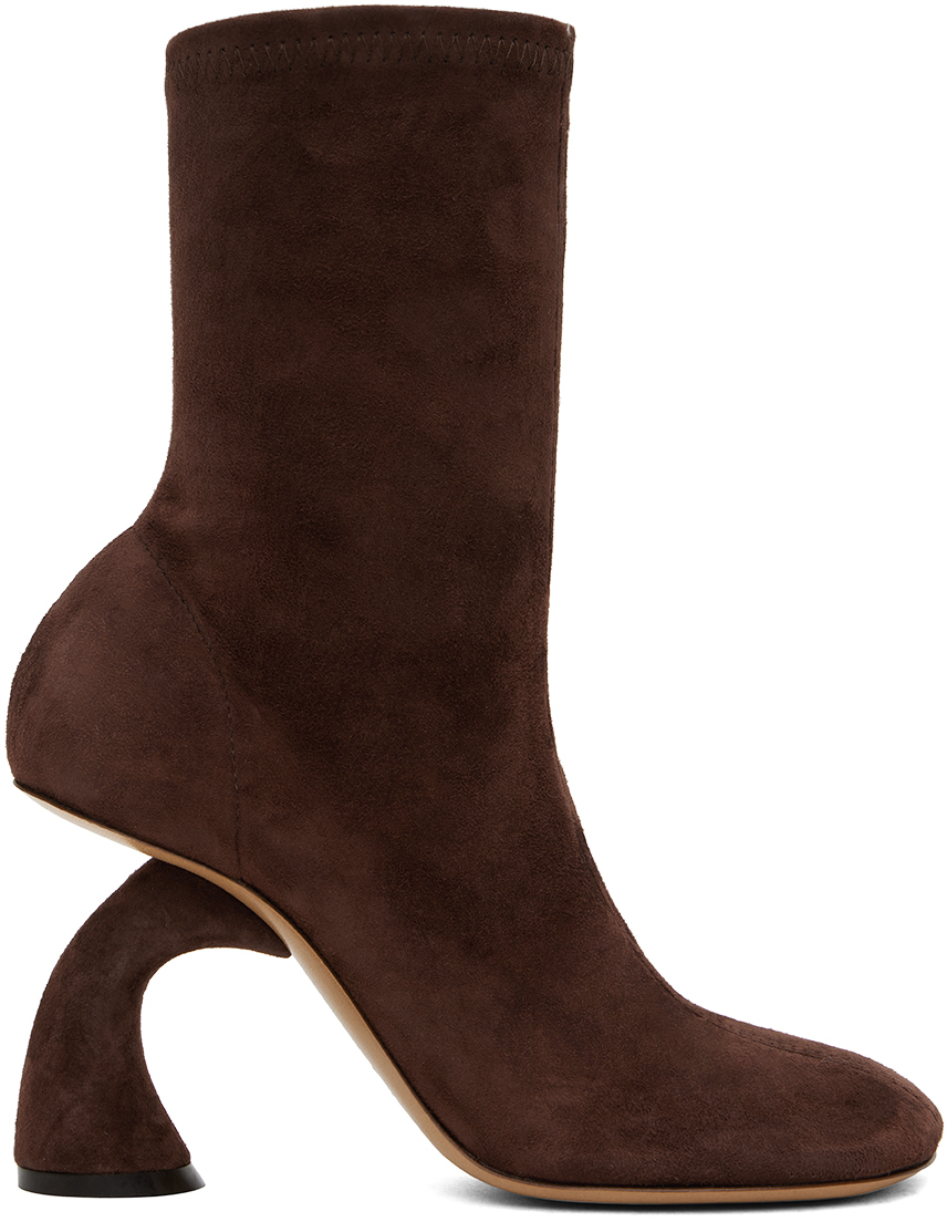 Shop Dries Van Noten Brown Suede Boots In 704 Dark Brown