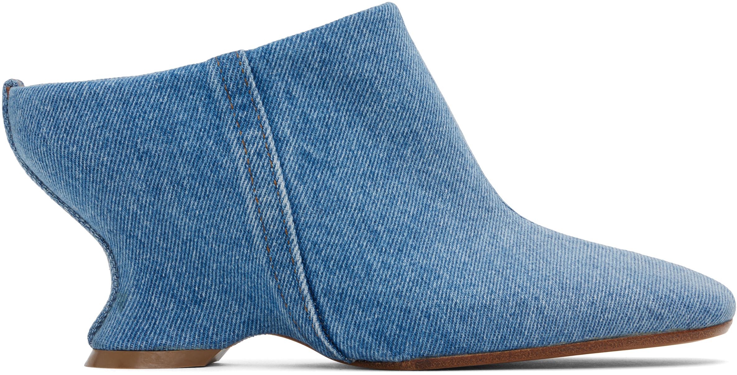 Shop Dries Van Noten Blue Denim Mules In 514 Light Blue