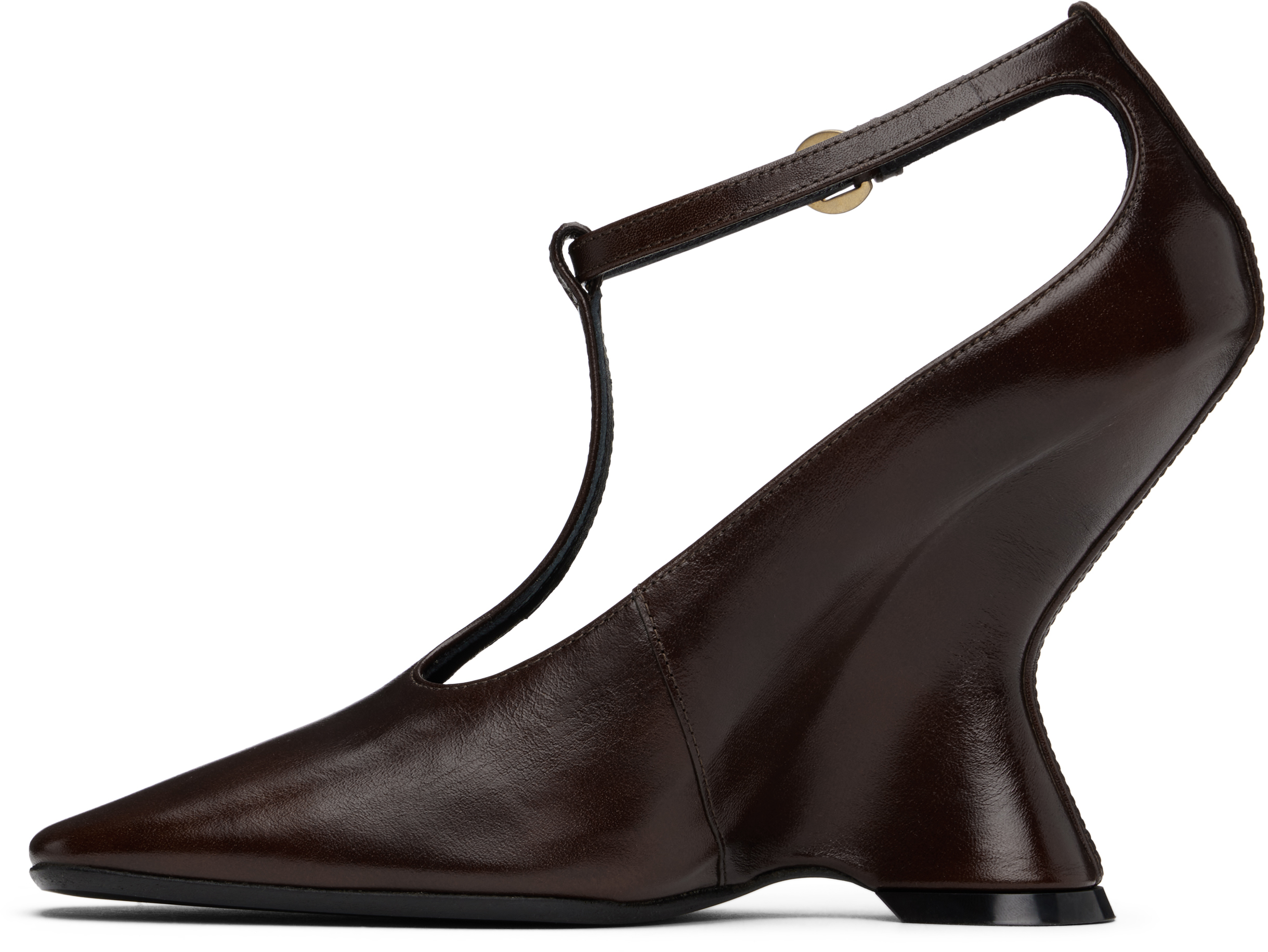 Dries Van Noten Tan Leather Wedge Mary Jane Heels In 712 Tan