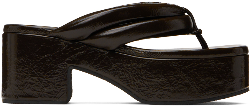 Brown Platform Thong Sandals