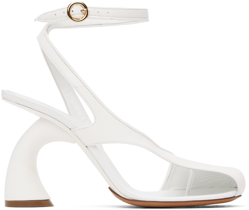 Shop Dries Van Noten White Leather Heeled Sandals In 001 White