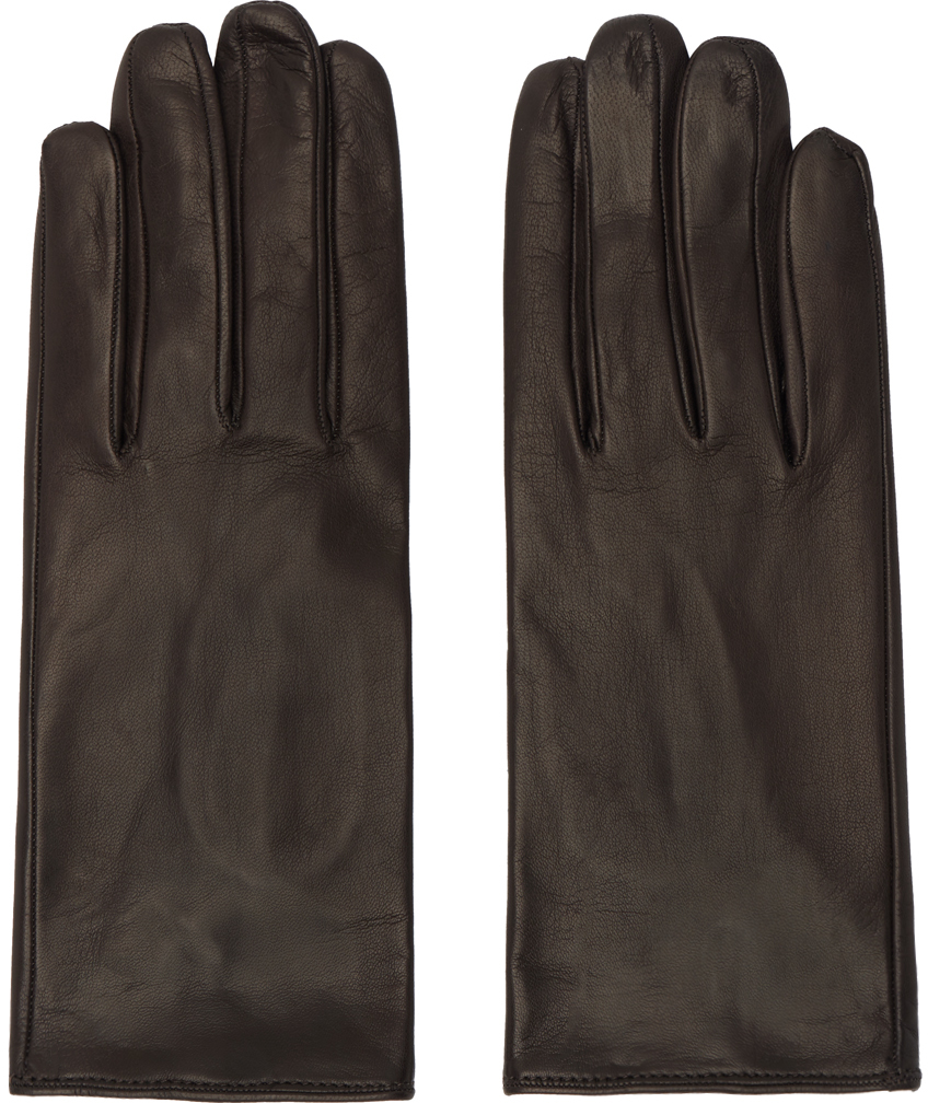 Shop Dries Van Noten Brown Soft Leather Gloves In 704 Dark Brown