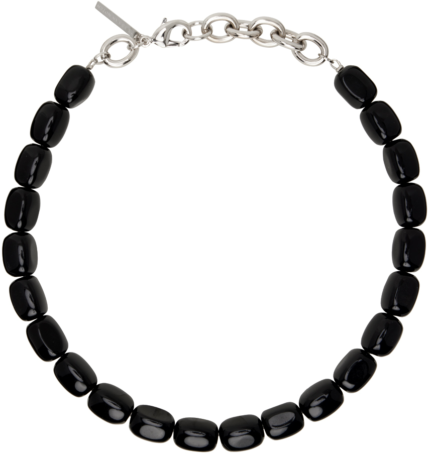 Shop Dries Van Noten Black Natural Stone Necklace In 900 Black