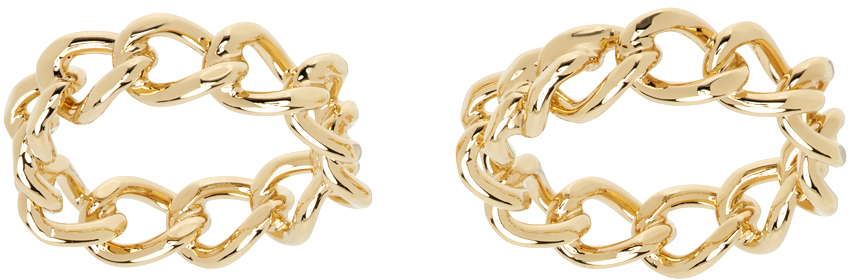 Shop Dries Van Noten Gold Chain Rings In 966 Shiny Gold