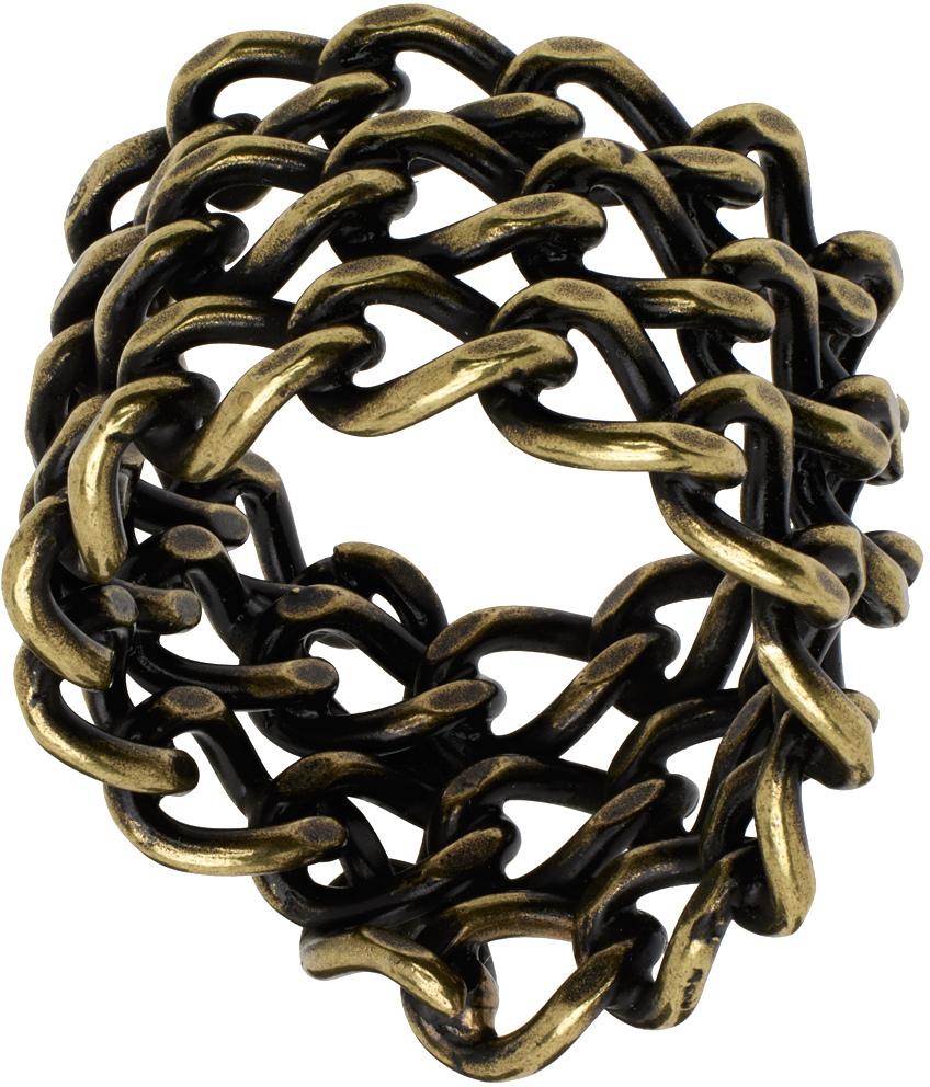 Shop Dries Van Noten Gold Chain Ring In 973 Brass