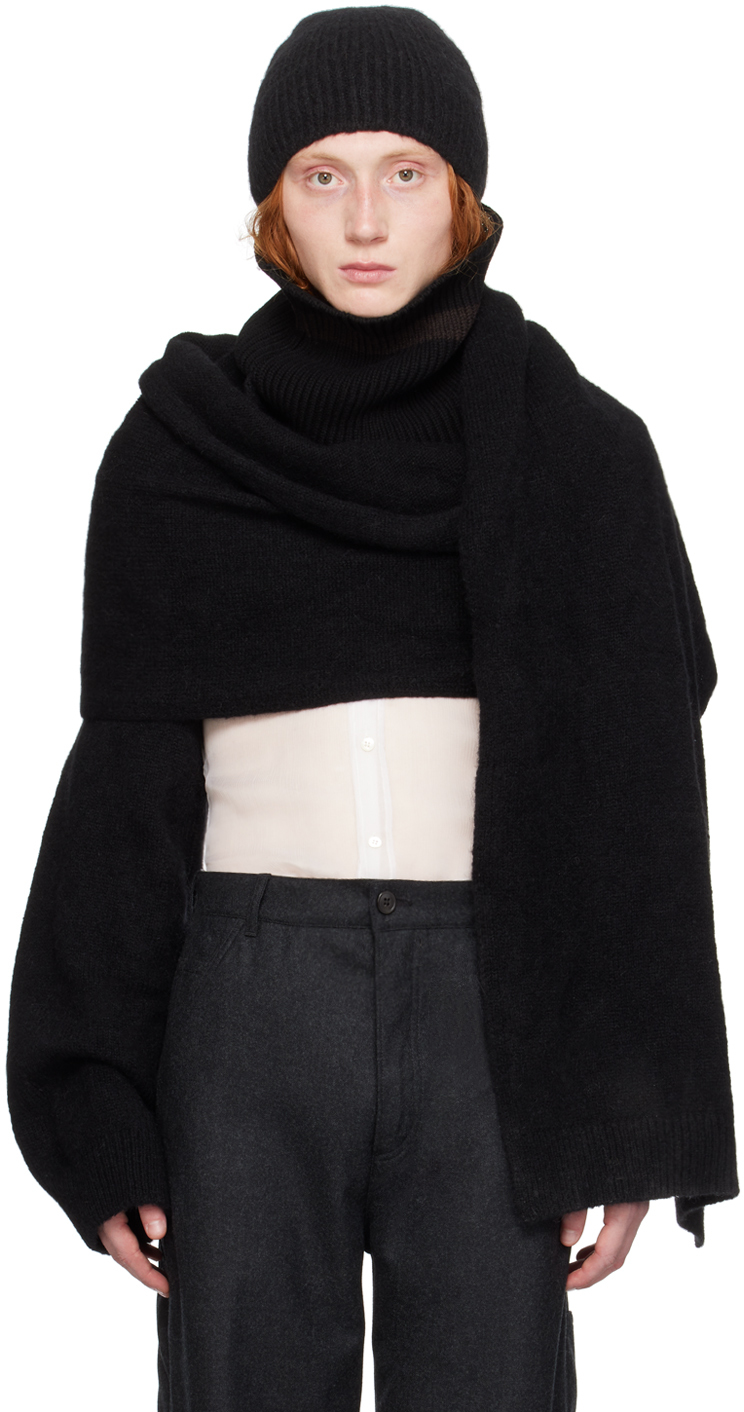 Black Funnel Neck Scarf