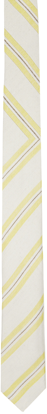 Off-White & Yellow Striped Tie