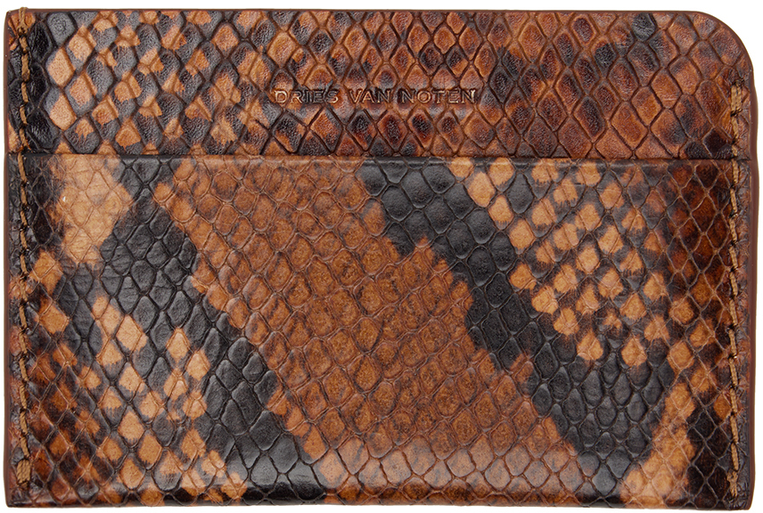 Tan Snake-Embossed Card Holder