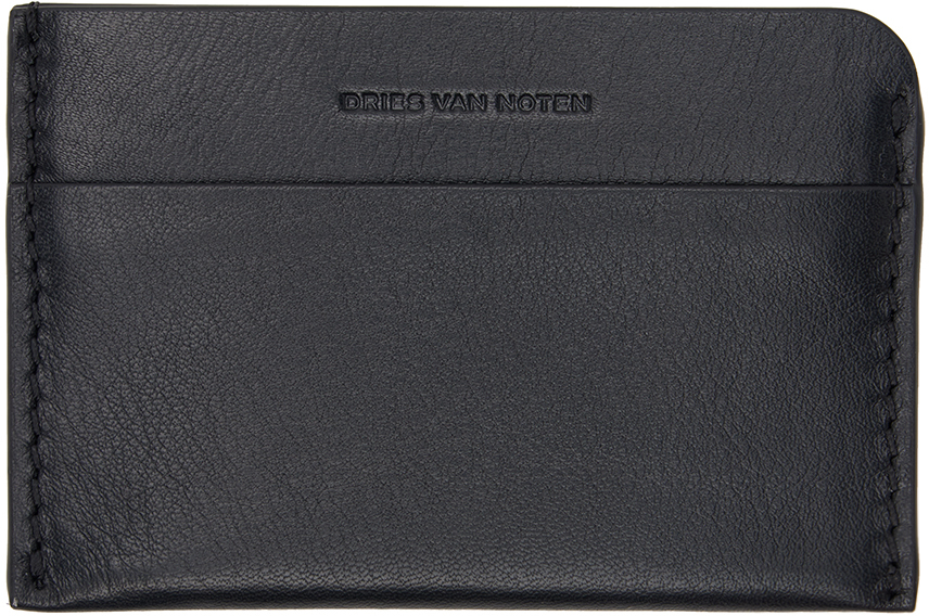 Shop Dries Van Noten Black Leather Card Holder In 900 Black