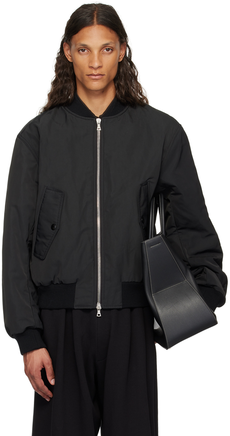 Shop Dries Van Noten Black Padded Bomber Jacket In 900 Black