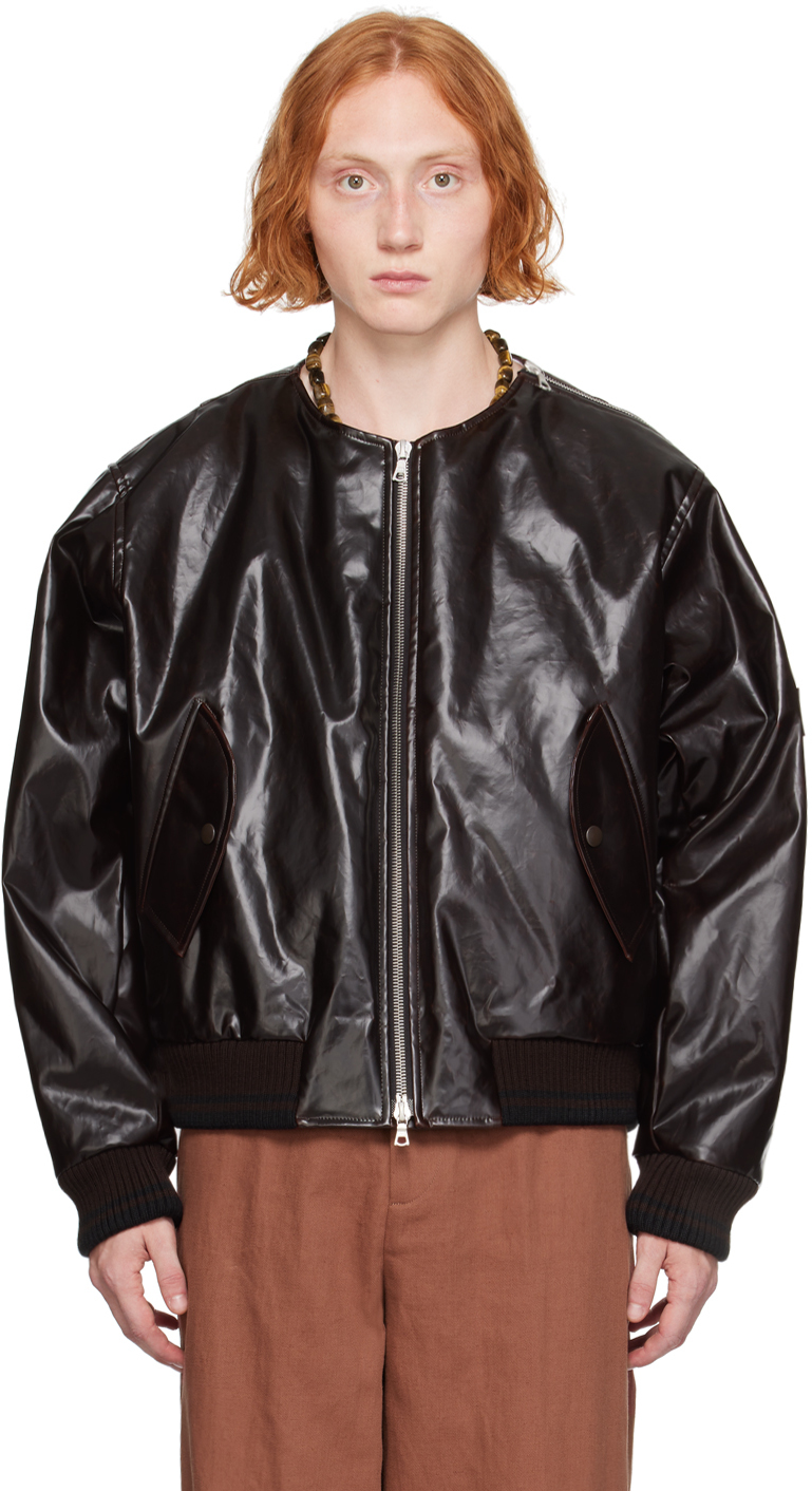 Brown Zip Bomber Jacket