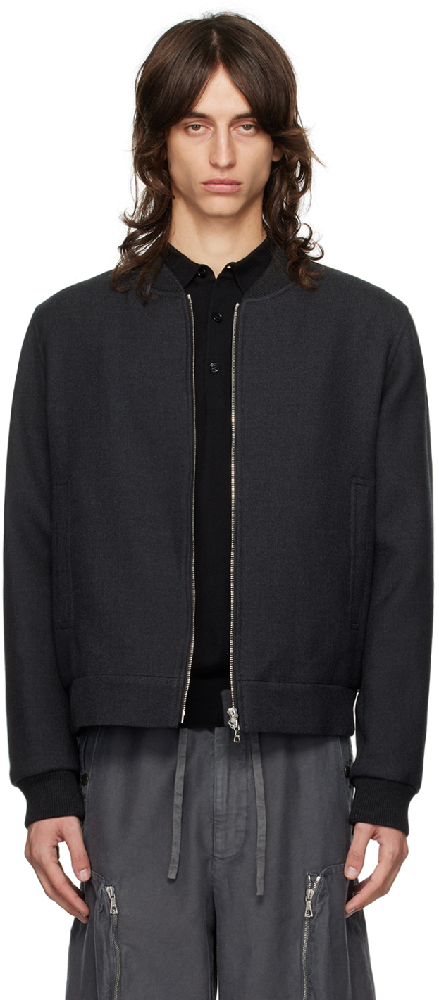 Shop Dries Van Noten Gray Wool Bomber Jacket In 901 Anthracite