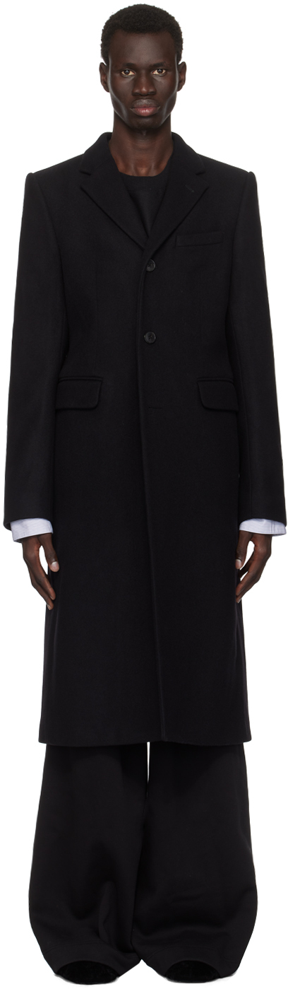 Shop Dries Van Noten Black Wool Coat In 900 Black