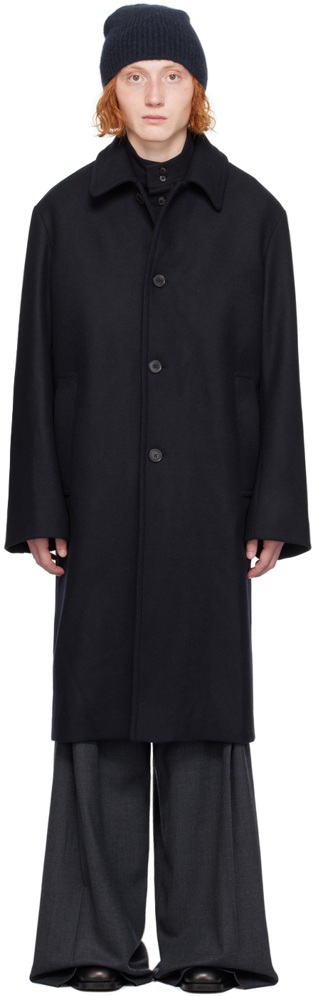 Shop Dries Van Noten Navy Single-breasted Coat In 509 Navy