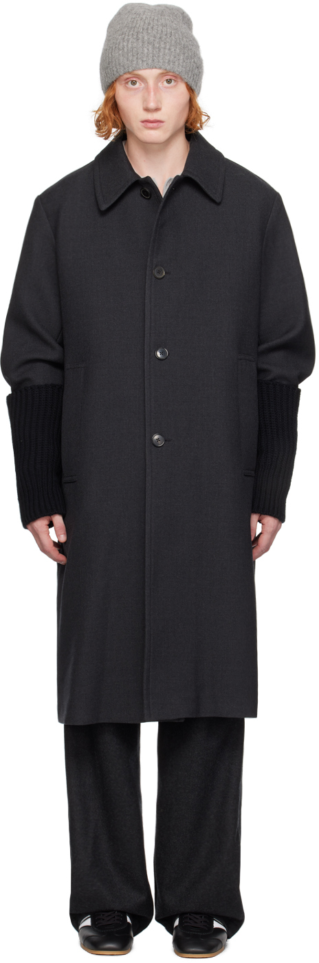 Shop Dries Van Noten Gray Single-breasted Coat In 901 Anthracite