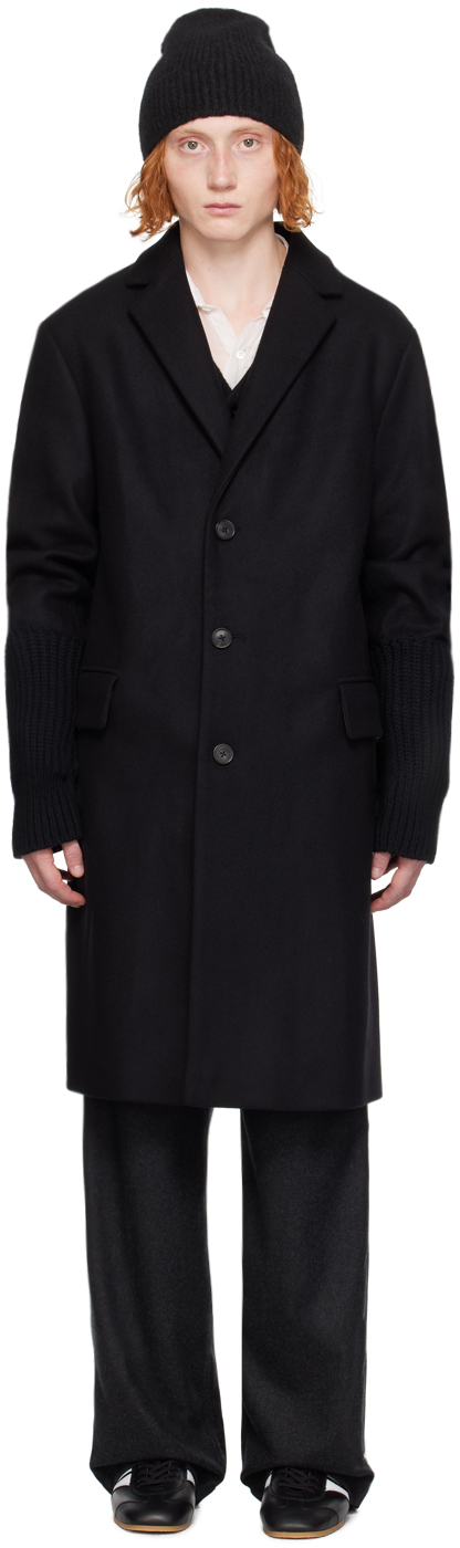 Shop Dries Van Noten Black Single-breasted Coat In 900 Black