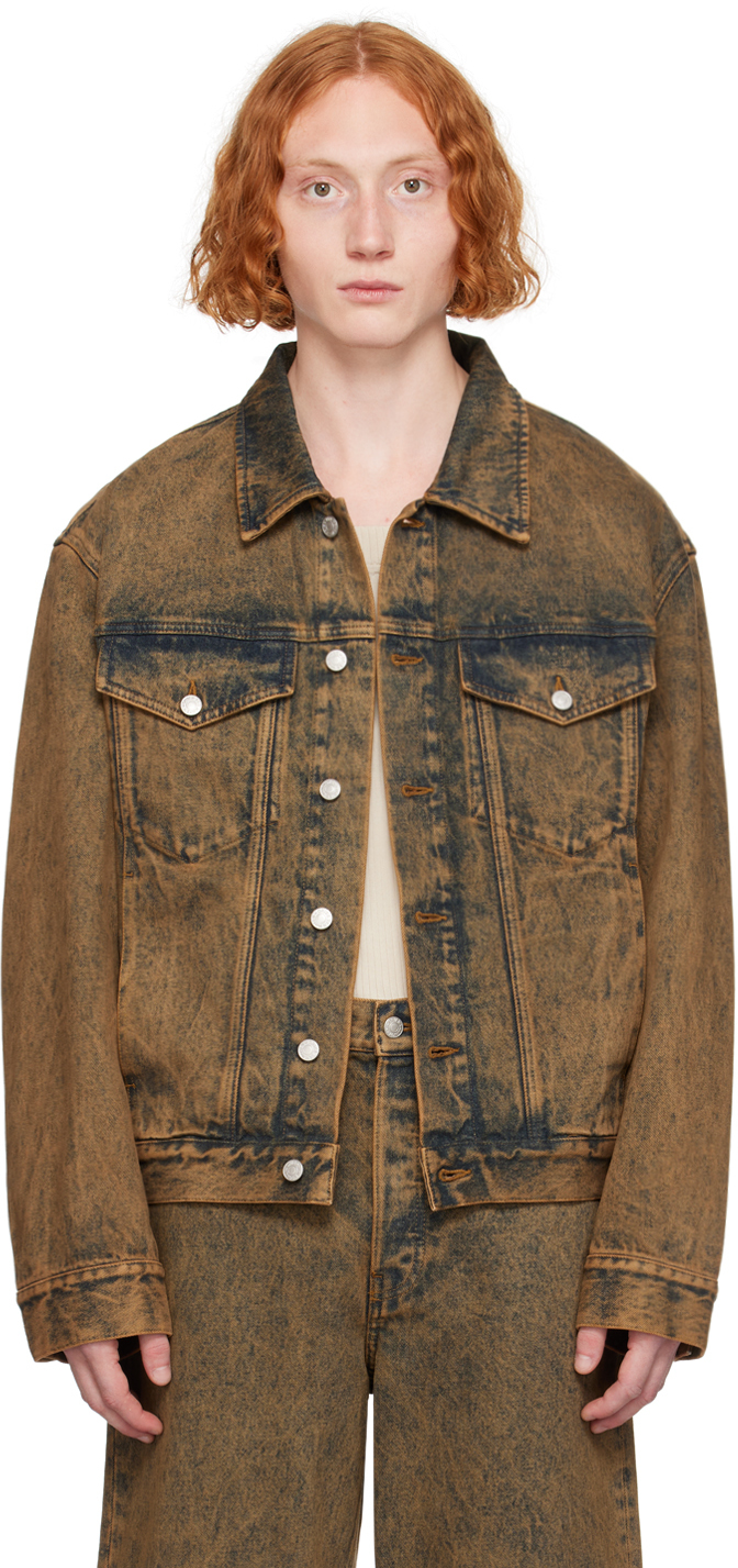 Beige Garment-Dyed Denim Jacket