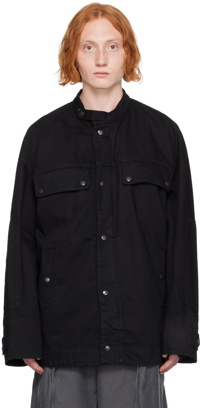 Shop Dries Van Noten Black Press-stud Denim Jacket In 900 Black