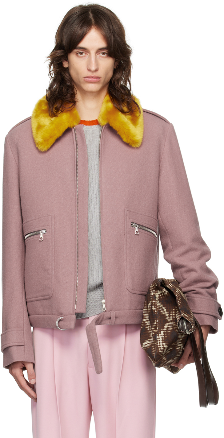 Shop Dries Van Noten Pink Wool Jacket In Old Rose 301